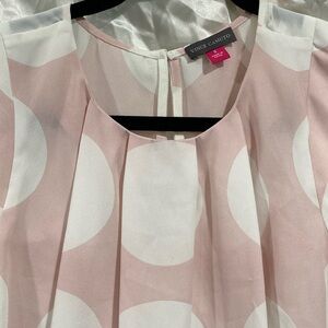 Vince Camuto Blush and White Circle Pattern Blouse